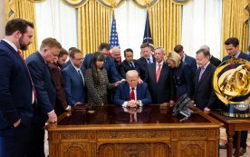 Donald Trump joins faith leaders in prayer as his administration 