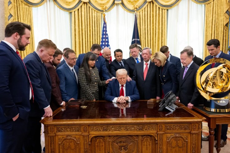 Donald Trump joins faith leaders in prayer as his administration 