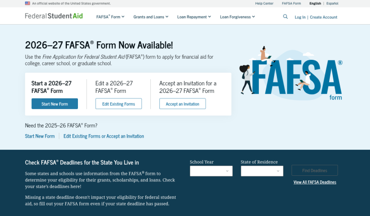 The StudentAid.gov portal, where millions of students and families complete 